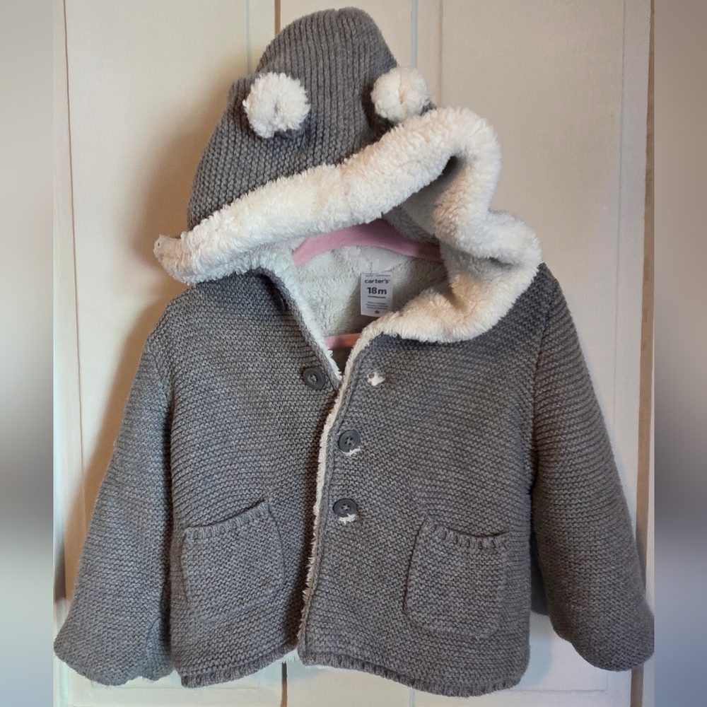 Carter's Gray Knit Jacket with Fuzzy Ears